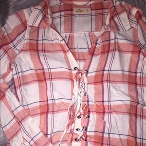 Flannel lace up top